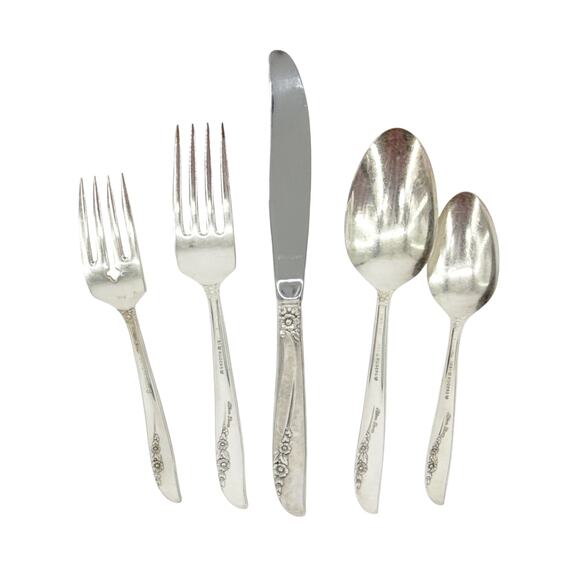 ONEIDA LTD. 1881 ROGERS Lilac Time Pattern Silverplate Flatware 73 Piece Set - Picture 7 of 16